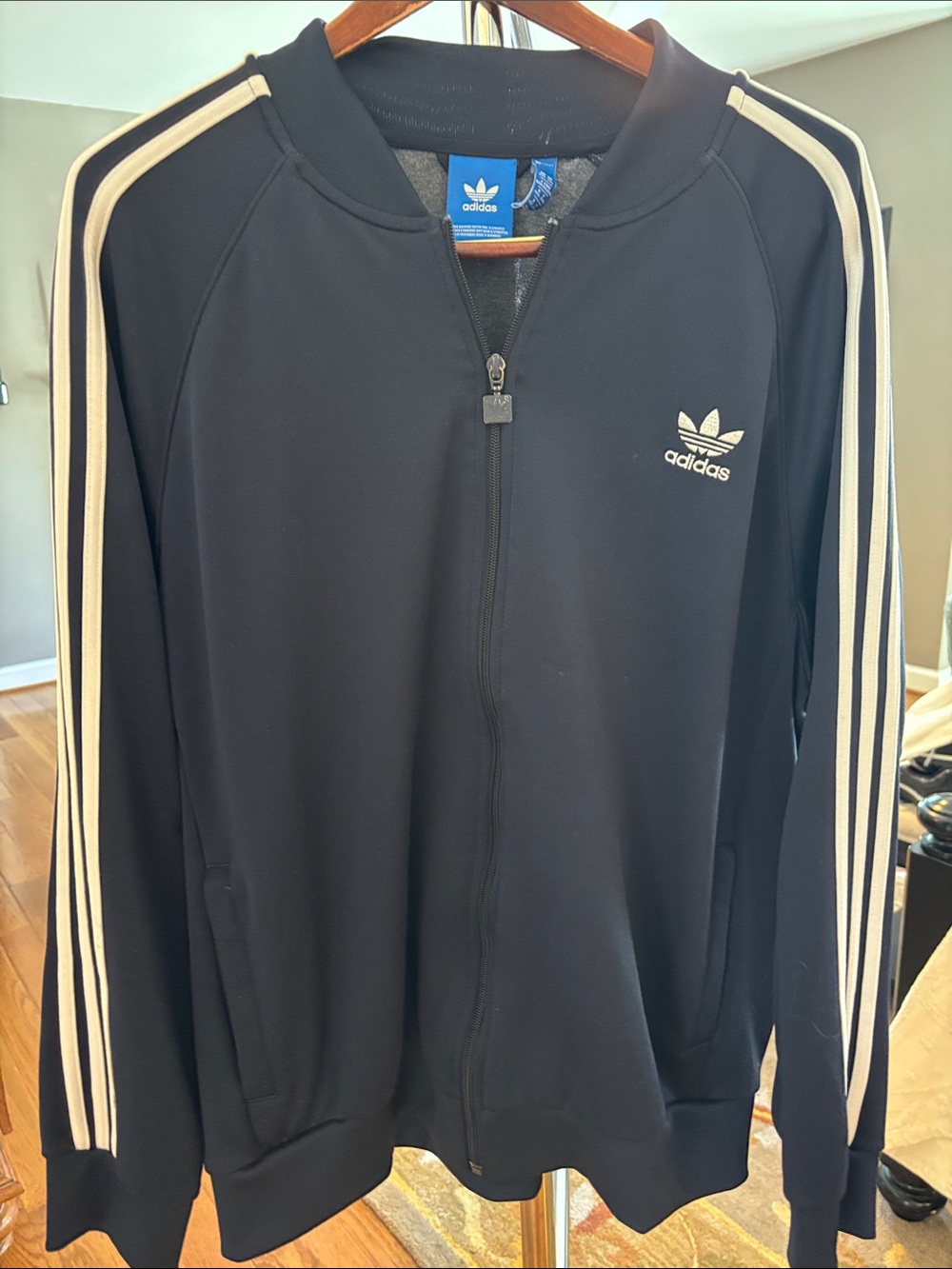 Classic adidas Navy Track Jacket with Three-Stripes